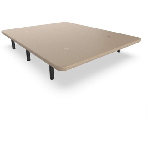 Nalui Base Tapizada 140x180x30cm Beig de Acero con patas de Altura 25cm y 5 Barras Transversales, Tejido 3D Fabricado en España