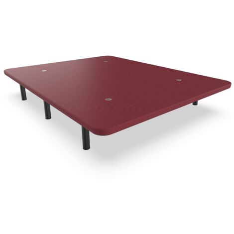Nalui Base Tapizada 80x200x30cm Granate  de Acero con patas de Altura 25cm y 5 Barras Transversales, Tejido 3D  Fabricado en España