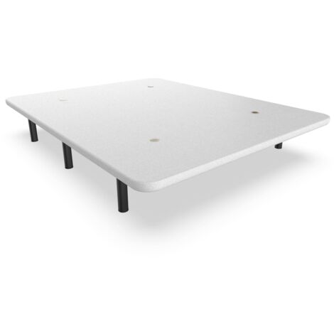 Nalui Base Tapizada 120x200x30cm Blanco  de Acero con patas de Altura 25cm y 5 Barras Transversales, Tejido 3D  Fabricado en España