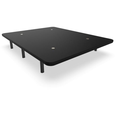 Nalui Base Tapizada 80x190x30cm Negro de Acero con patas de Altura 25cm y 5 Barras Transversales, Tejido 3D Fabricado en España