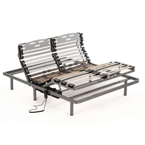 Nalui Somier articulado 135x190x25cm Gris ProCare con Mando ProCare, 11 Láminas Madera de Haya de 10 cm y Estructura de Acero