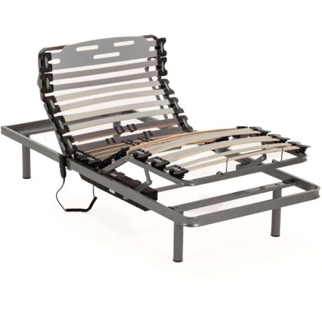 Nalui Somier articulado 105x190x25cm Gris ProCare con Mando ProCare, 11 Láminas Madera de Haya de 10 cm y Estructura de Acero