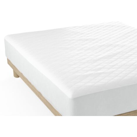 Nalui Protector de Colchón 180x200x32cm Blanco Acolchado ≤30cm Impermeable, Ajustable y Transpirable con Tratamiento Antiácaros