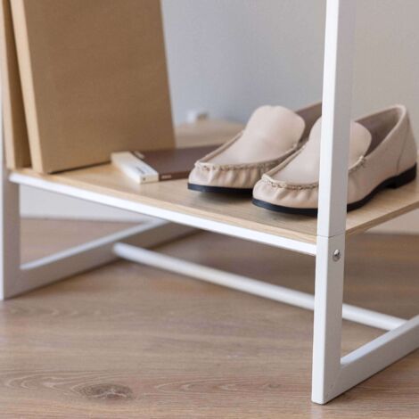 Newlux Perchero Burro Blanco Hangy One 20 Hasta 15kg con Zapatero, Resistente, Diseño Compacto