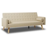 Nalui Sofá Cama Beige One Dots 3 Plazas Acolchado