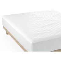 Nalui Protector de Colchón 105x200x32cm Blanco Acolchado ≤30cm Impermeable, Ajustable y Transpirable con Tratamiento Antiácaros