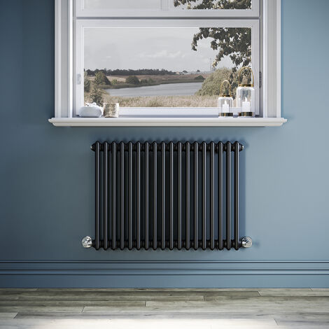 ELEGANT Traditional Radiator Black Central Heating Horizontal Radiator Mild Steel Double Panel Radiator 600 x 830mm (1/5)