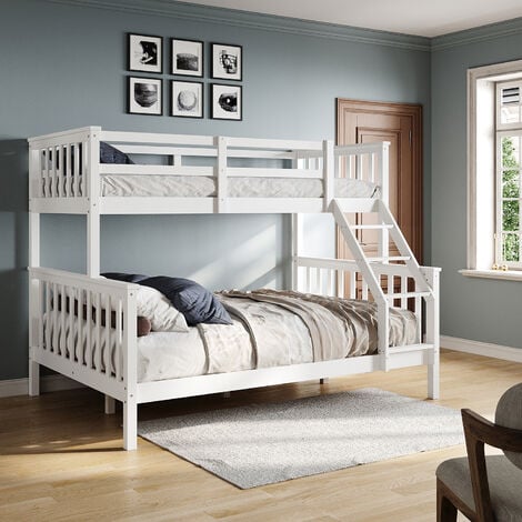 ELEGANT Bunk Bed for Triple Sleeper Wooden Bed Single & Double Children Bed Frame 145 x 200 x 155 cm