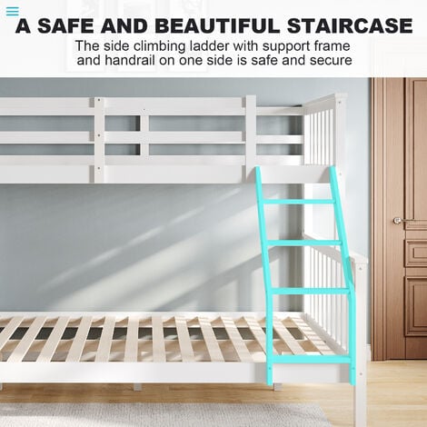 ELEGANT Bunk Bed for Triple Sleeper Wooden Bed Single & Double Children Bed Frame 145 x 200 x 155 cm