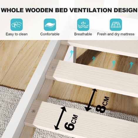 ELEGANT Bunk Bed for Triple Sleeper Wooden Bed Single & Double Children Bed Frame 145 x 200 x 155 cm