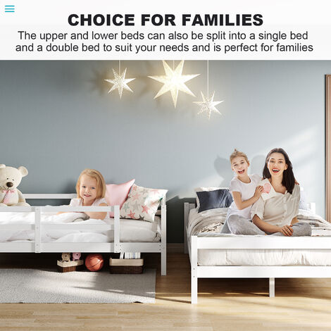 ELEGANT Bunk Bed for Triple Sleeper Wooden Bed Single & Double Children Bed 145 x 200 x 155 cm