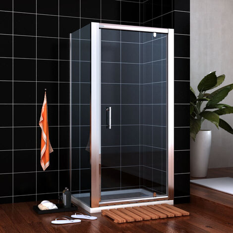 ELEGANT 1000 x 800mm Pivot Shower Door Side Panel 6mm Glass Cubicle Modern Shower Enclosure (1/5)