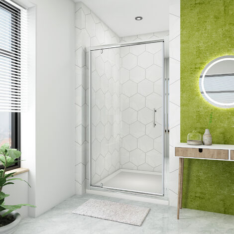 ELEGANT Modern Shower Enclosure 1000mm Pivot Shower Door Single Door with 1000 x 800mm Tray