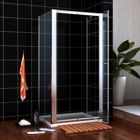 ELEGANT 700 x 700mm Pivot Shower Door Side Panel 6mm Glass Cubicle Modern Shower Enclosure (1/5)