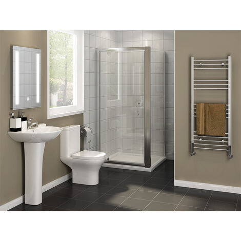 ELEGANT Modern Shower Enclosure 1000mm Pivot Shower Door Side Panel with 1000 x 700mm Shower Tray (1/5)