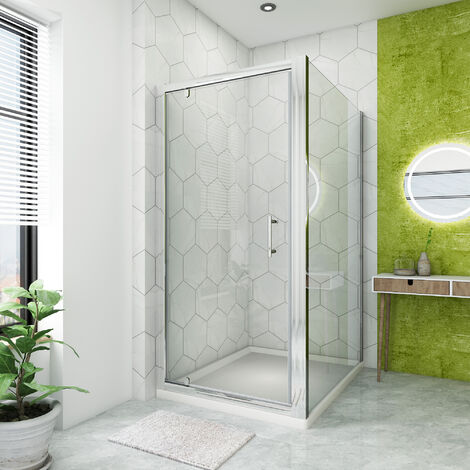 ELEGANT Reversible Shower Enclosure 700 x 800mm Pivot Shower Door Side Panel (1/5)