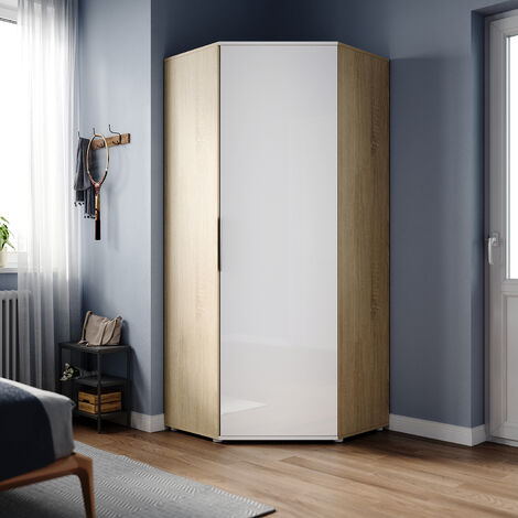 ELEGANT 1860 x 800 x 800 mm Corner Wardrobes Large Storage Bedroom Closets Highly Functional Furniture with, Single Door