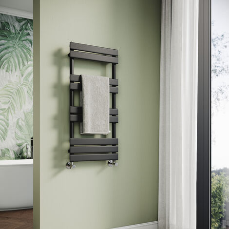 ELEGANT Modern Central Heating Towel Radiator Bathroom Flat Panel Heated Towel Rail 1000x450mm Black