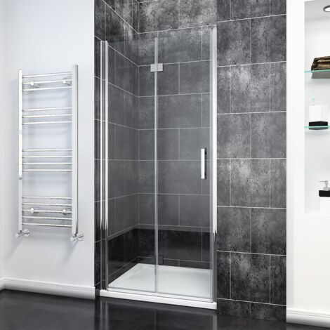 800x1200mm ELEGANT Bi-Fold Shower Door Glass Shower Enclosure Reversible Folding Cubicle Door with Rectangular SMC Tray and Waste Trap