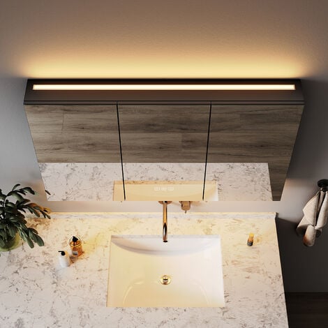ELEGANT Bathroom Cabinet LED Mirror Cabinet 1000x600x130mm, Dimmable LED Illumiated + Anti-Fog + Shaver Socket (3 Doors)