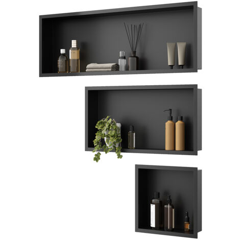 ELEGANT Shower Niche 304 Stainless Steel Wall Insert, Black Shower Caddies Modern Design, Shower Niche Three-piece Set(ENF30+ENF60+ENF90) (1/5)