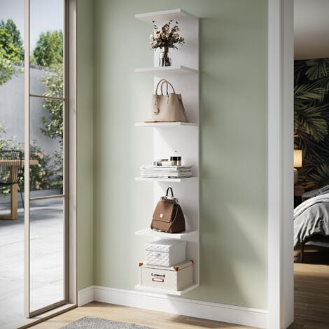 ELEGANT Shelves, Standing Display Storage Cabinet with 5 Compartmentalized Storage Levels, Modern Design Applicable to Multiple Scenarios, White, 300×280×1600mm