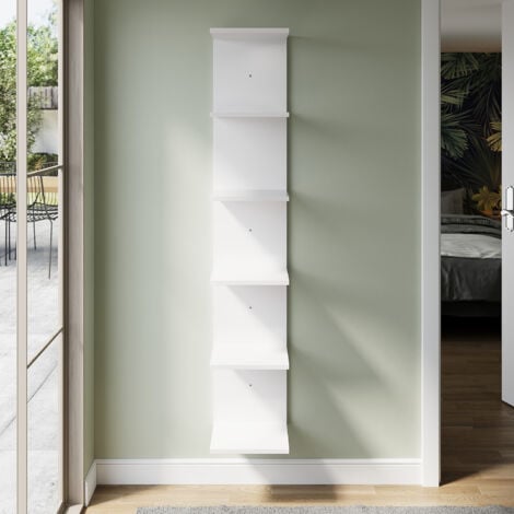 ELEGANT Shelves, Standing Display Storage Cabinet with 5 Compartmentalized Storage Levels, Modern Design Applicable to Multiple Scenarios, White, 300×280×1600mm