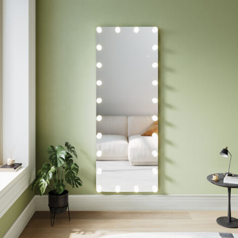 ELEGANT Modern Freestanding Mirrors with Memory Function Dimmable LED 3 Lighting Modes and 26 Removable Light Bulbs, Built-In Socket and Vertical or Wall-mounted, 1600 x 600 x 35m (1/5)