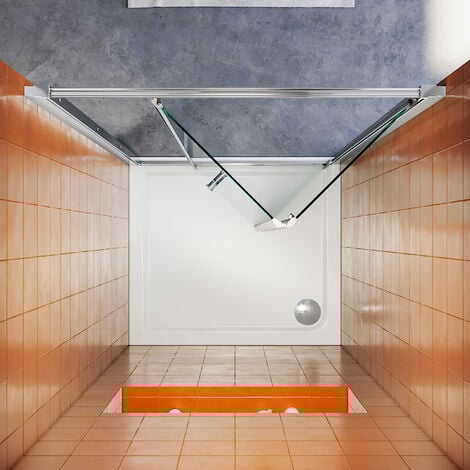 ELEGANT Bifold Shower Enclosure Reversible Folding Glass Shower Space Saving Shower Door 800mm