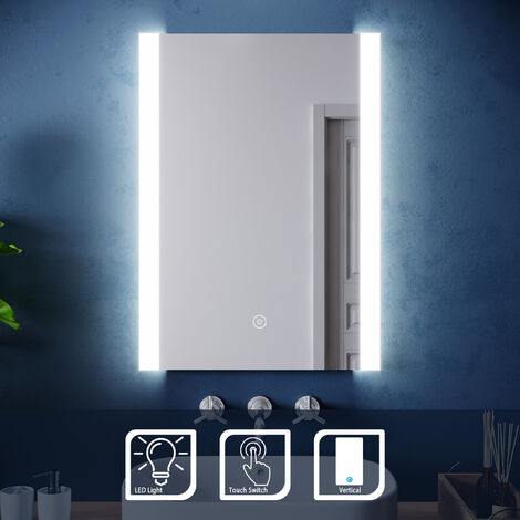 ELEGANT Vertical Horizontal Bathroom Mirror 700x500mm LED Illuminated Mirror Bathroom Mirror with Touch Sensor