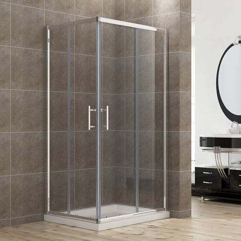 ELEGANT Shower Enclosure Corner Entry Shower Cubicle Square Sliding Door 800 x 700 mm