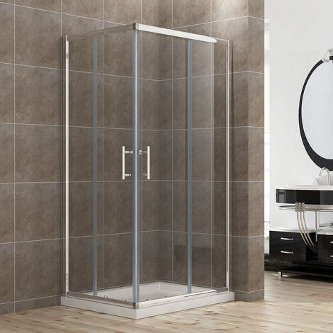 ELEGANT Square Sliding Corner Entry 1000 x 760 mm Shower Enclosure Door Cubicle