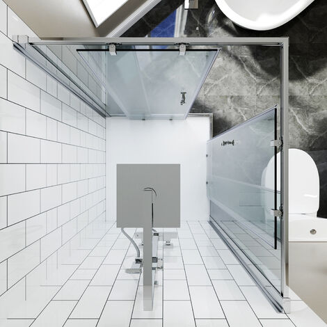 ELEGANT 800 x 800mm Square Corner Entry Shower Enclosure with Sliding Reversible Shower Door for Bathroom Enclosure Cubicle