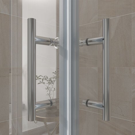 ELEGANT 800 x 700 mm Sliding Corner Entry Shower Enclosure 6mm Safety Glass Polished Aluminium Frame Screen Cubicles