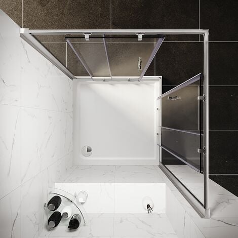 ELEGANT 900 X 900 mm Corner Entry Shower Enclosure Walk In Sliding Glass Screen Cubicle