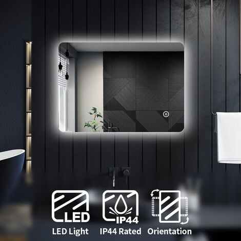 ELEGANT Bathroom Mirror Vertical Horizontal Aluminium Framed Mirror 700x500mm Backlit LED Bathroom Mirror with Touch Sensor