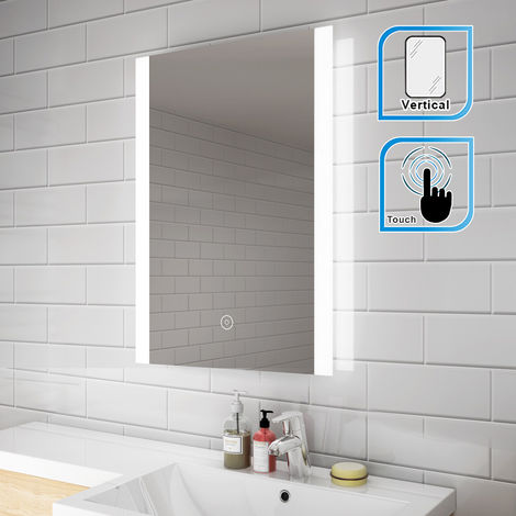 ELEGANT 700 x 500mm Vertical Illuminated LED Bathroom Mirror Light Touch Sensor