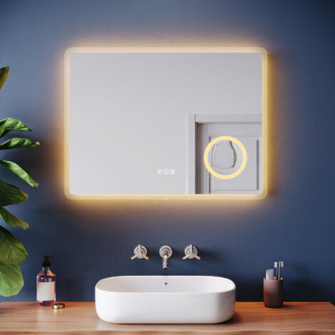 ELEGANT Bathroom LED Mirror Touch Sensor with Shaver Socket Bluetooth ...