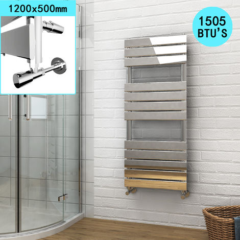 ELEGANT 1200 X 500 Chrome Flat Panel Heated Towel Rail Bathroom Radiator