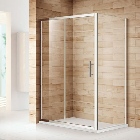 ELEGANT 1000 x 800 mm Sliding Shower Enclosure Safety Glass Reversible Bathroom Cubicle Screen Door with Side Panel