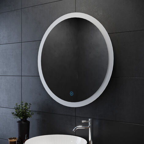 ELEGANT Modern Round Illuminated LED Bathroom Mirror 700 x 700 mmTouch ...