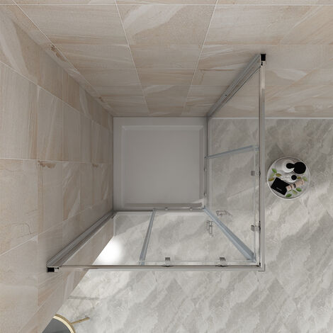 ELEGANT Shower Enclosure Corner Entry 900 x 800 mm Square Sliding Shower Enclosure Cubicle