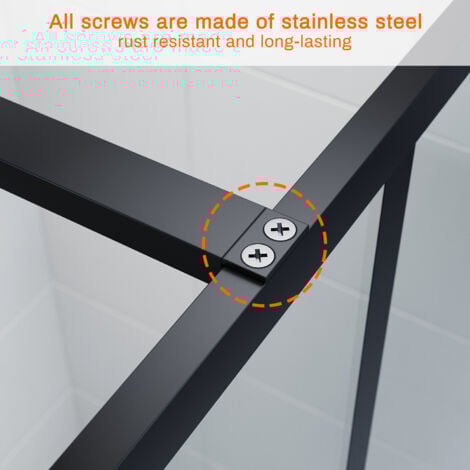 ELEGANT Walk in Shower Door Wet Room Reversible Shower Screen Panel 8mm Safety Glass Matte Black Walkin Shower Door 900mm