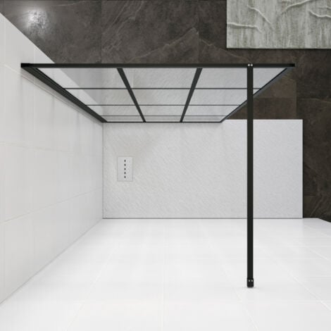 ELEGANT Walk in Shower Door Wet Room Reversible Shower Screen Panel 8mm Safety Glass Matte Black Walkin Shower Door 900mm