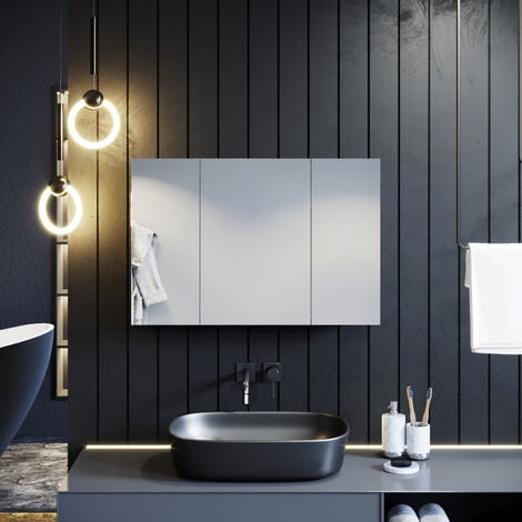 Elegant Bathroom Cabinet Triple Mirror, Corner Bathroom Mirror Cabinet 900mm