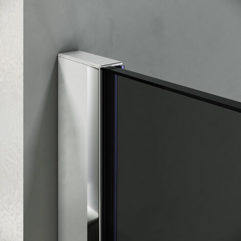 ELEGANT 1000mm Walkin Shower Enclosure Bathroom 8mm Grey Safety Easy Clean Glass for Bath Wetroom Walk in Shower Cubicle Screen Panels + Chrome Stainless Steel Support Bars