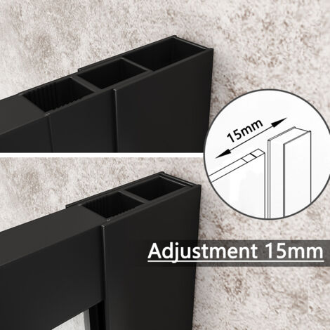 ELEGANT 1000mm Walk in Shower Door Wet Room, 800mm Side panel, Reversible Shower Screen Panel 8mm Safety Glass, Matte Black Walkin Shower Enclosure Cubicle