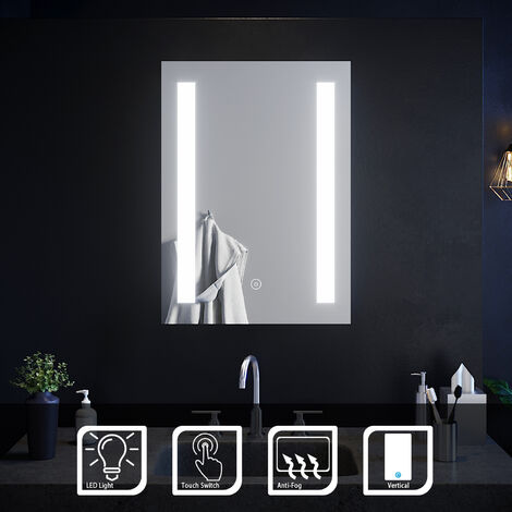 ELEGANT Aluminium Framed Mirror 500x700mm Illuminated LED Front Lit Bathroom Mirror with Demister Pad
