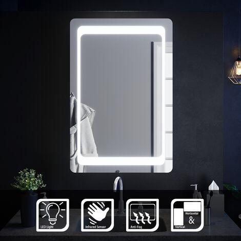 Ir Sensor 900x600mm Bathroom Mirror, Vellamo Led Illuminated Bathroom Magnifying Mirror With Demister Pad Shaver Socket