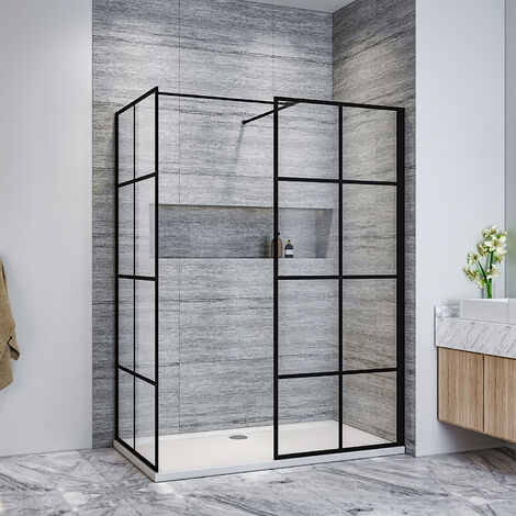 ELEGANT 760mm Walk in Shower Door Wet Room, 760mm Side panel ...